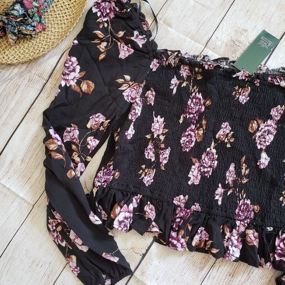 WILD FABLE floral bustier off shoulder blouse - Picture 2 of 9